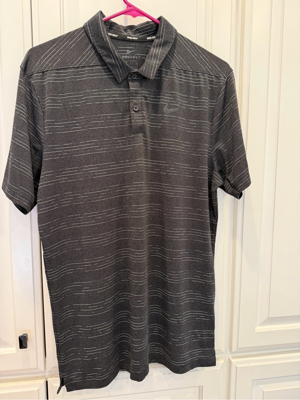 Nike Dark Gray Heathered Polo with Subtle Stripe